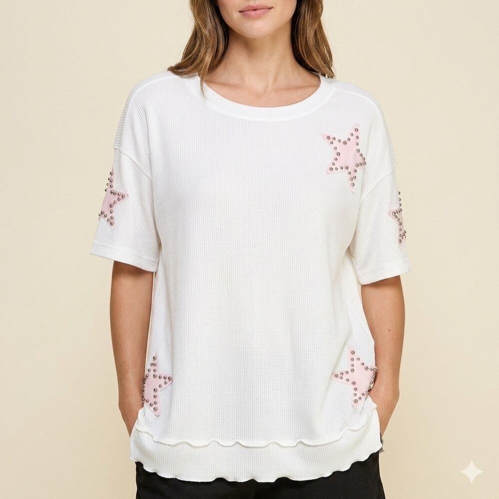 140-Blue Velvet Waffle Stars and Studs size XL / NWT / PTP 35”